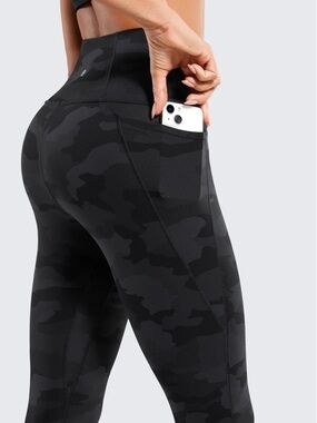 High-Waist Black Camo Pocket Leggings - Women
